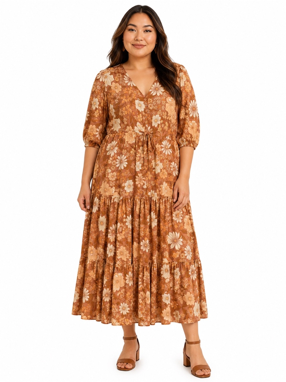 Petal & Pup Rust Floral Maxi Dress